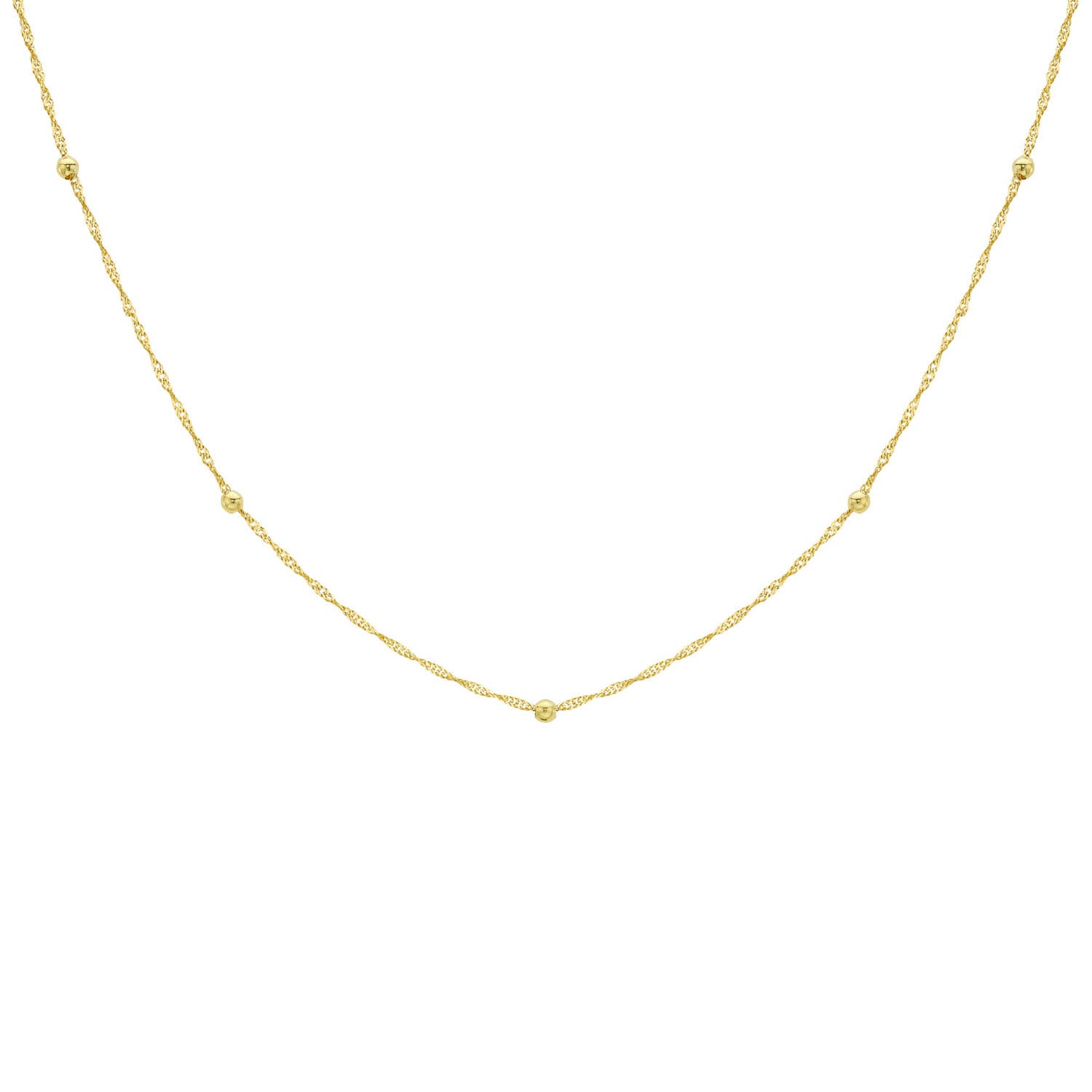 9ct Yellow Gold Solid Ball Twist Necklace 45cm