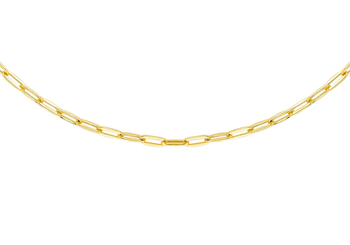 9ct Yellow Gold Paper Chain Necklace 45 cm