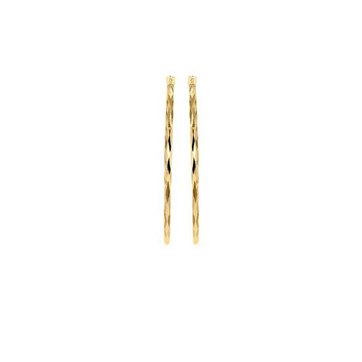 9ct Yellow Gold Diamond Cut Hoop Earrings 28mm