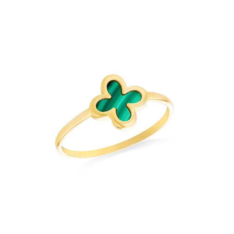 9ct Yellow Gold Malachite Petal Ring