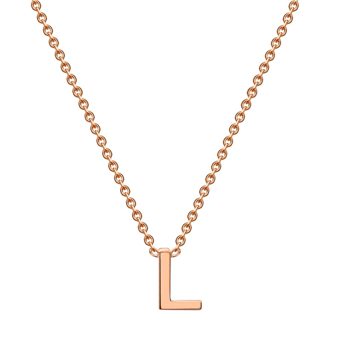 9ct Rose Gold 'L' Initial Adjustable Letter Necklace 38/43cm