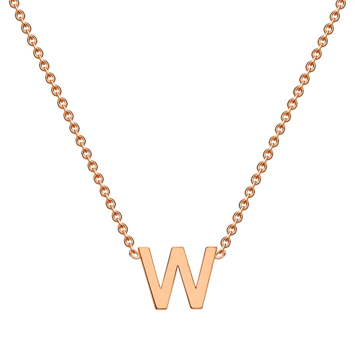 9ct Rose Gold 'W' Initial Adjustable Letter Necklace 38/43cm