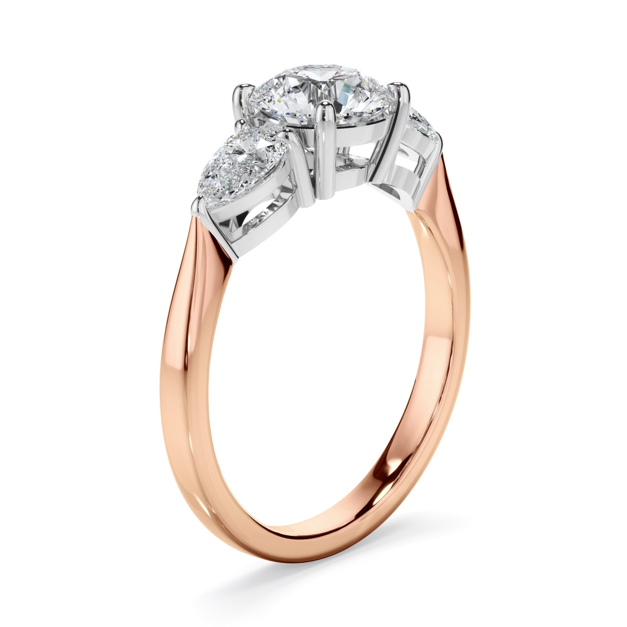 Round Brilliant Cut Diamond Trilogy Engagement Ring