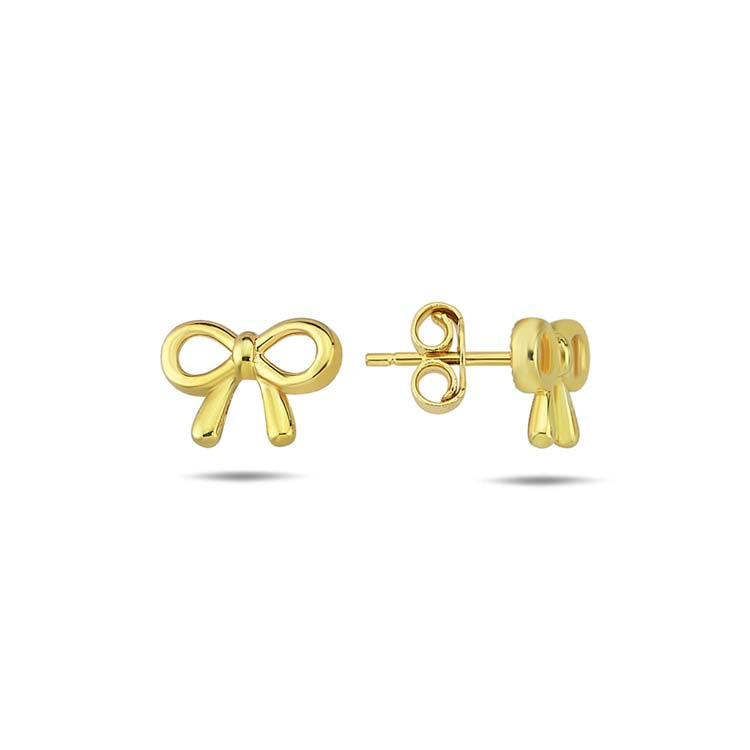 9ct Yellow Gold Bow Stud Earrings