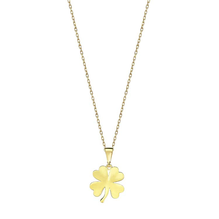 9ct Yellow Gold Lucky Clover Necklace 40-45cm