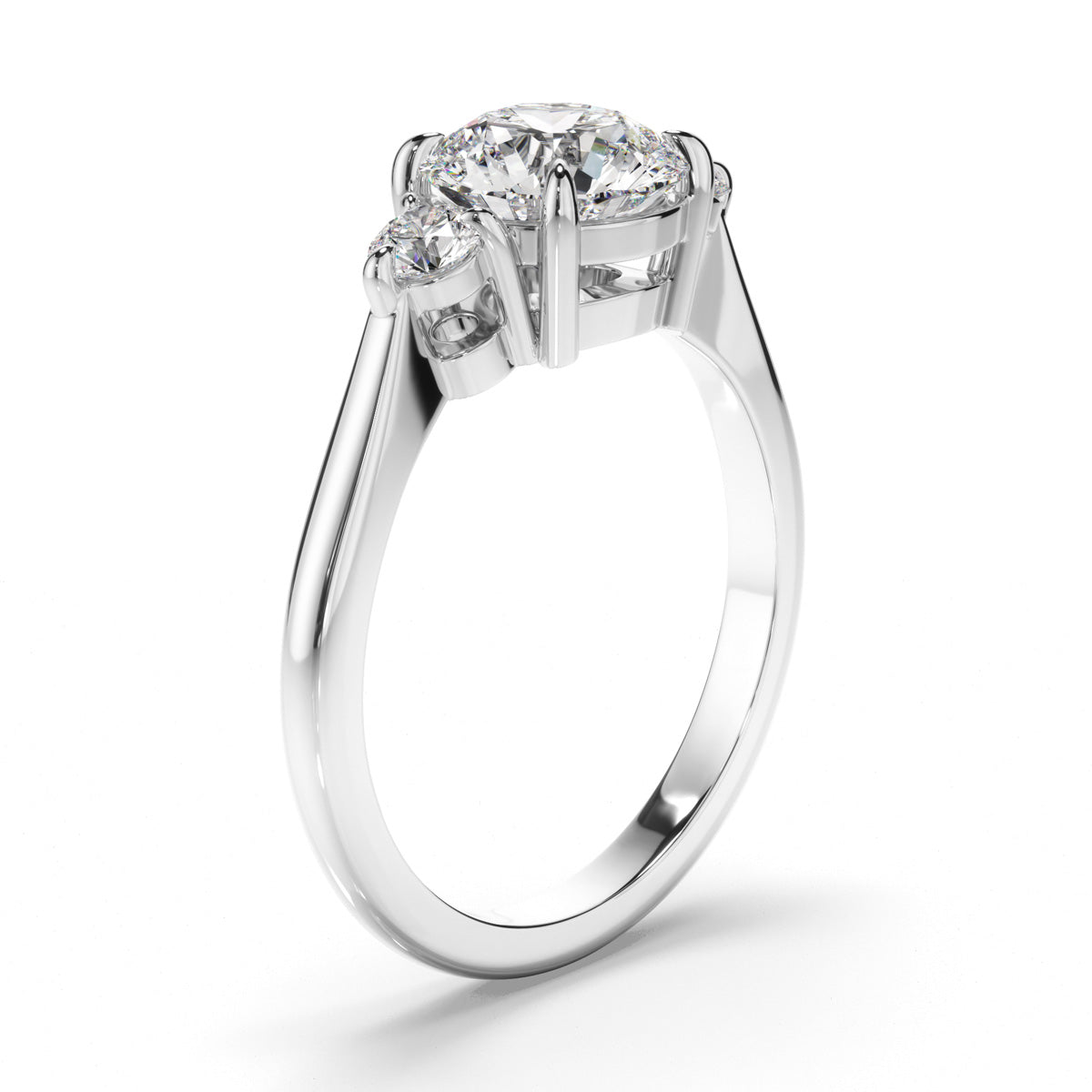 Round Brilliant Cut Diamond Trilogy Engagement Ring