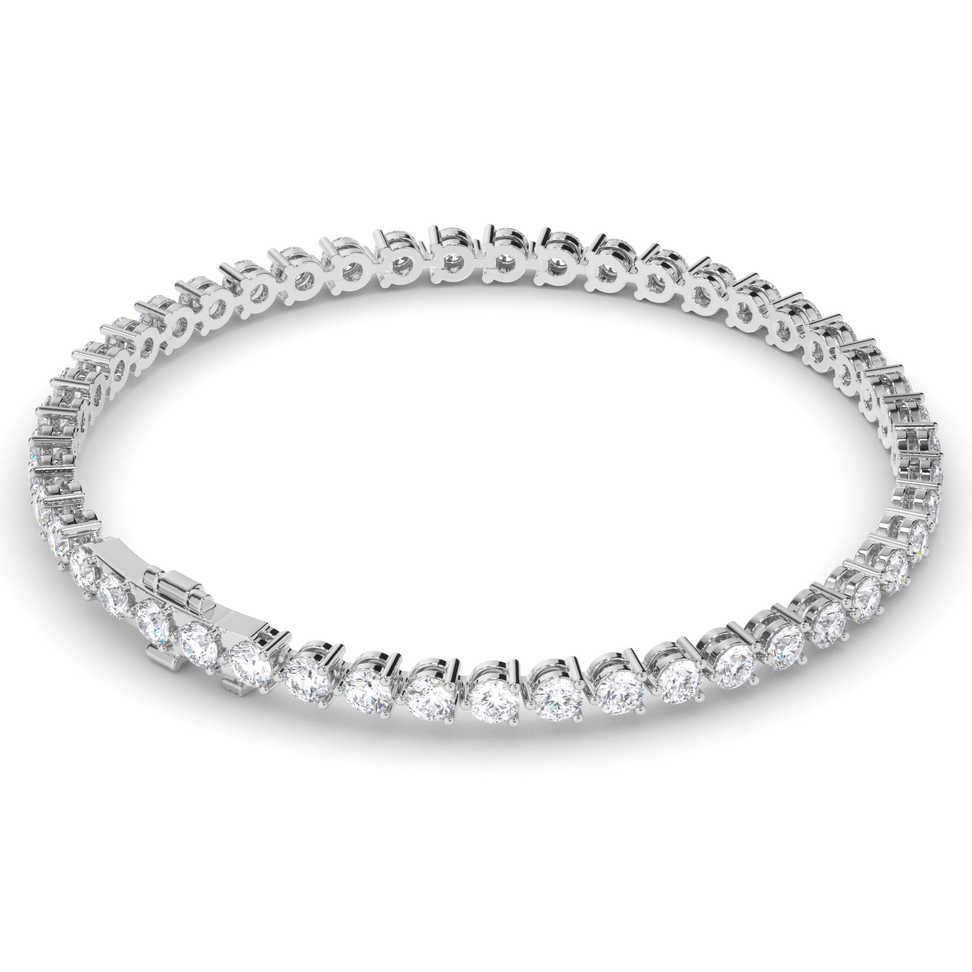 Round Brilliant Cut Natural Mined Diamond Tennis Bracelet