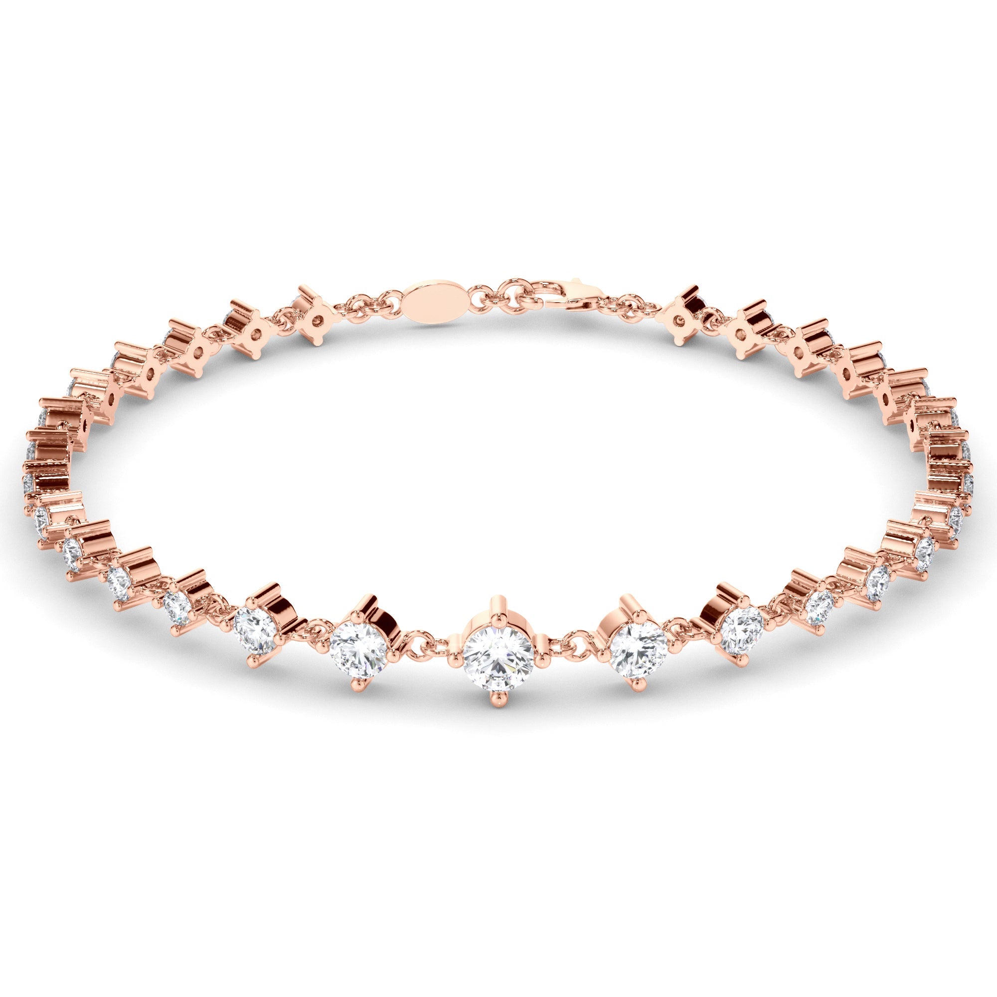 Round Brilliant Cut Natural Mined Diamond Tennis Bracelet