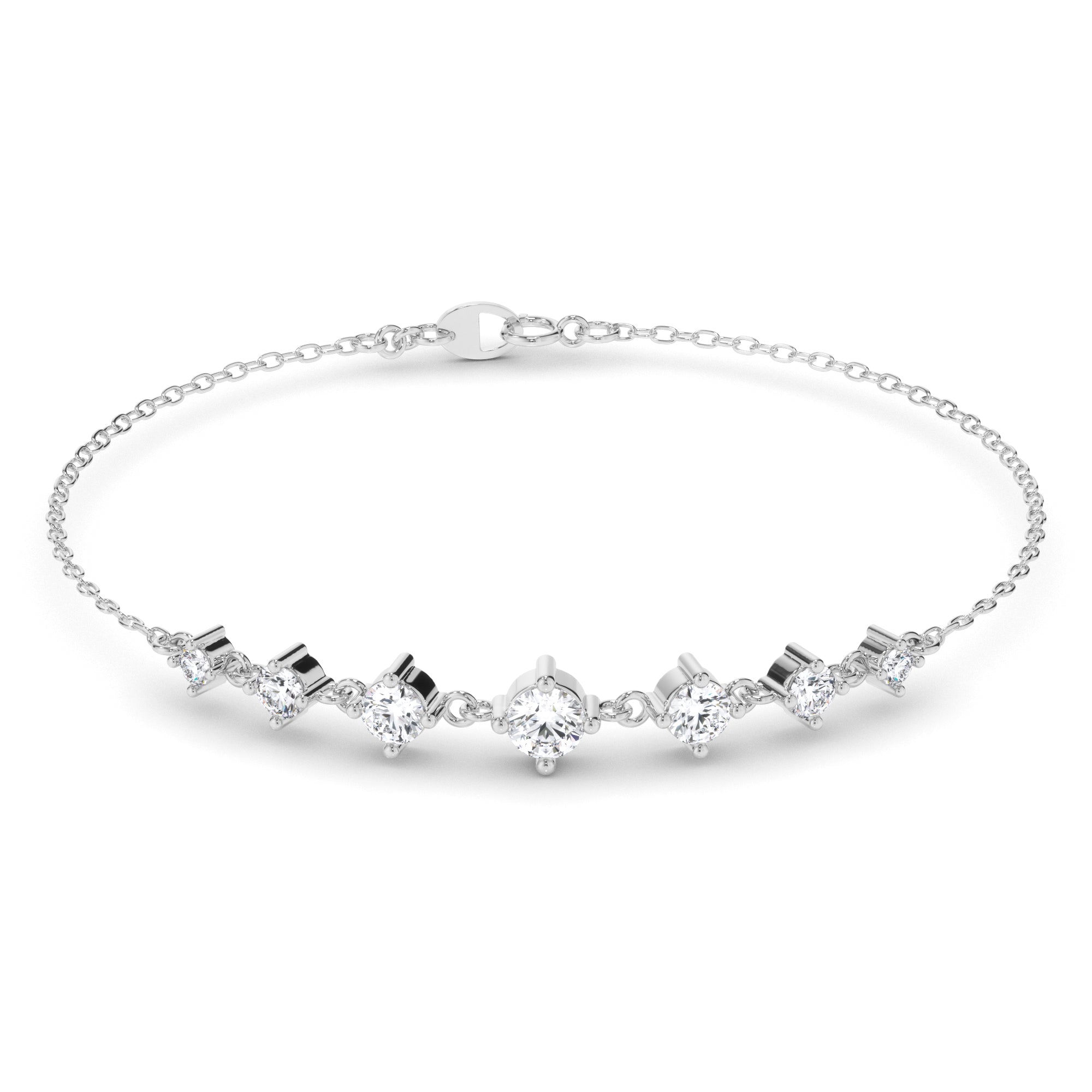 Graduating Round Brilliant Cut Natural Mined Diamond Bracelet