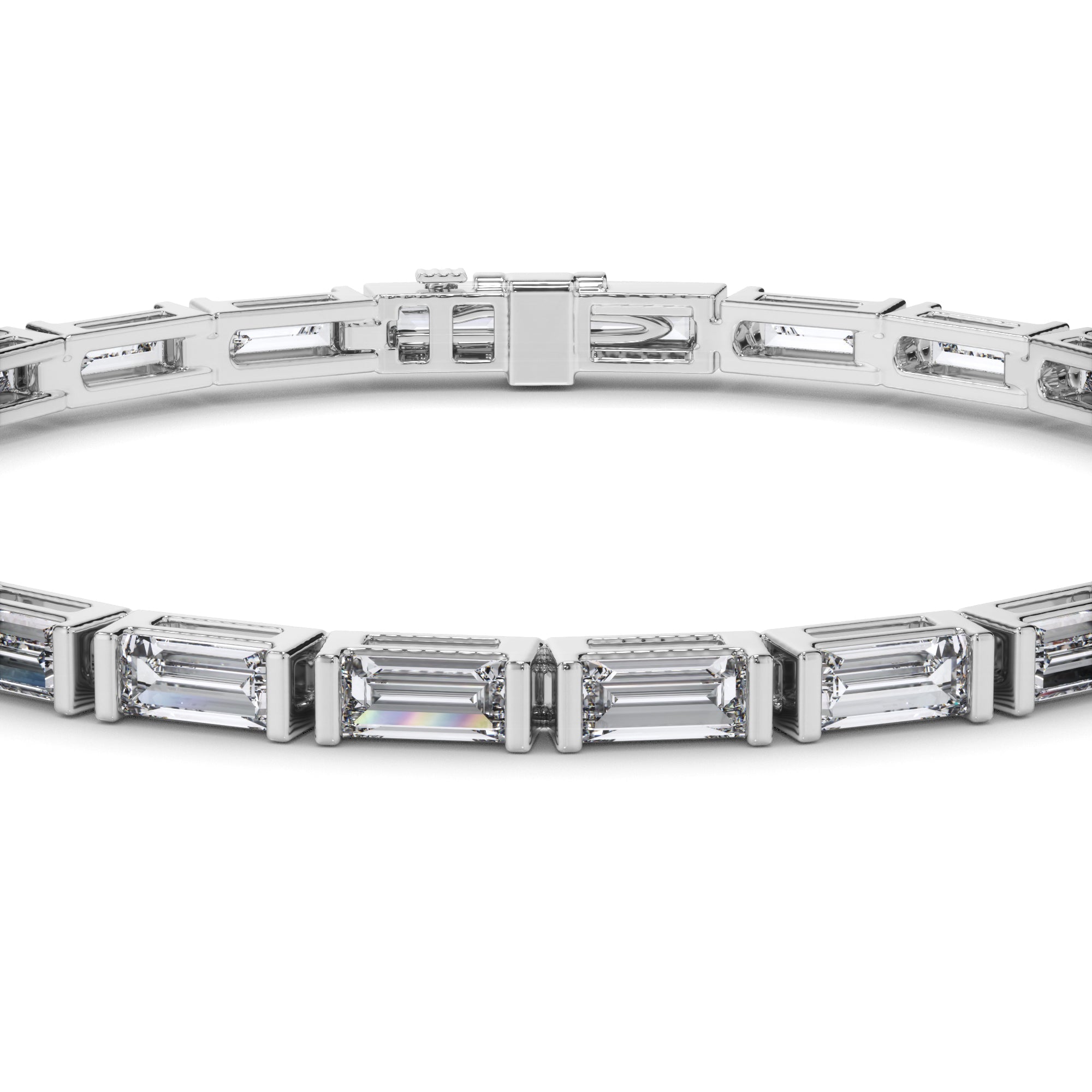 Baguette Cut Natural Mined Diamond Tennis Bracelet