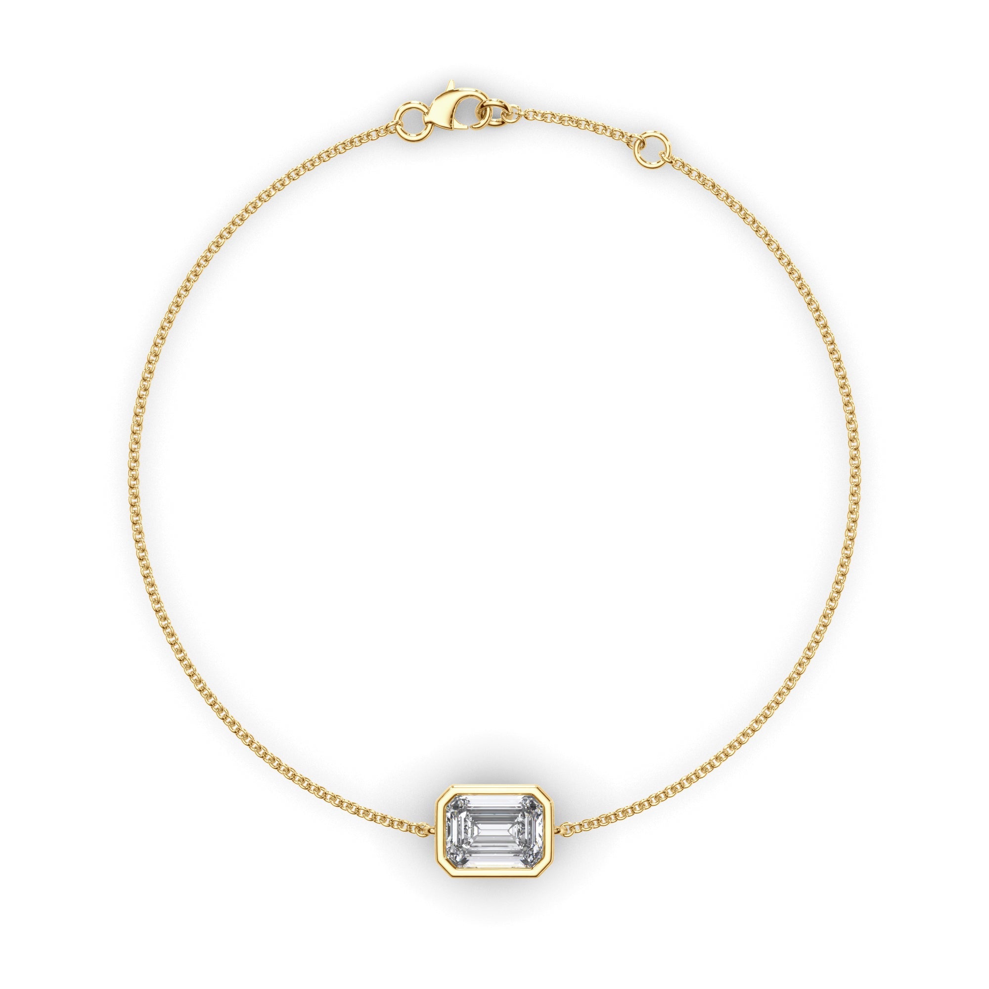 Emerald Cut Diamond Bezel Set Bracelet