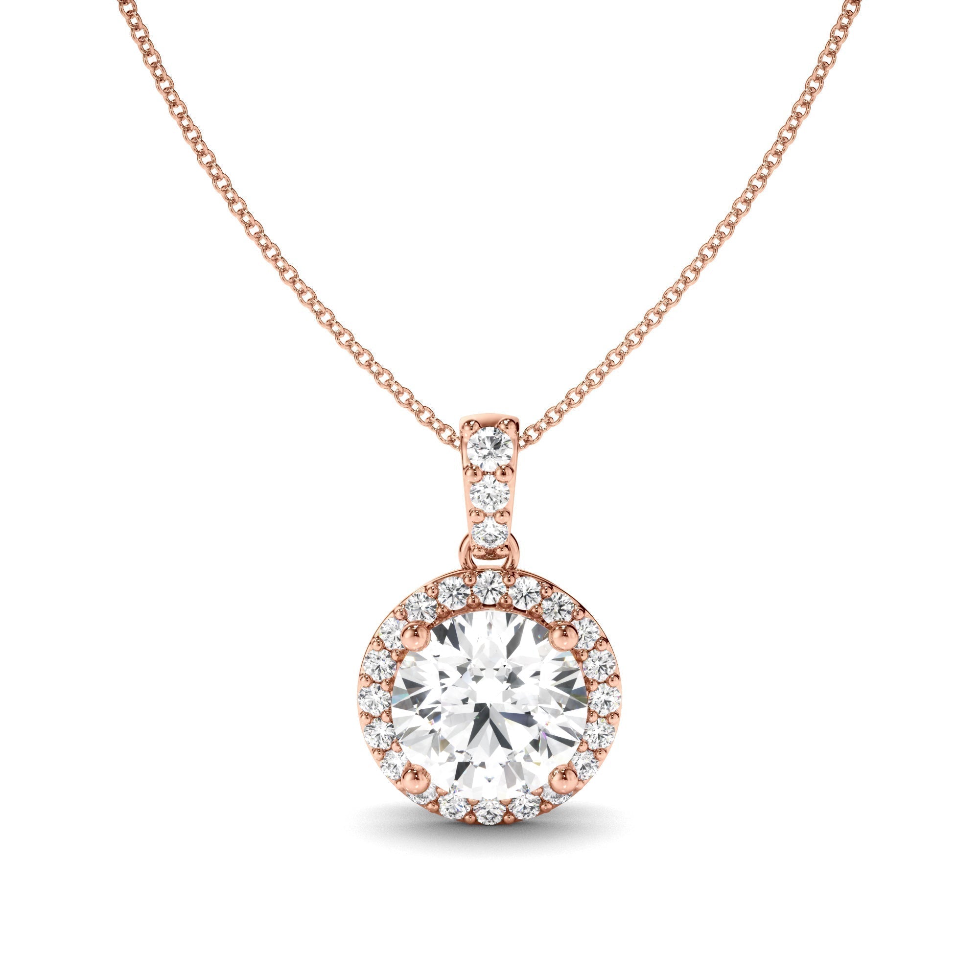 Round Brilliant Cut Diamond Halo Pendant