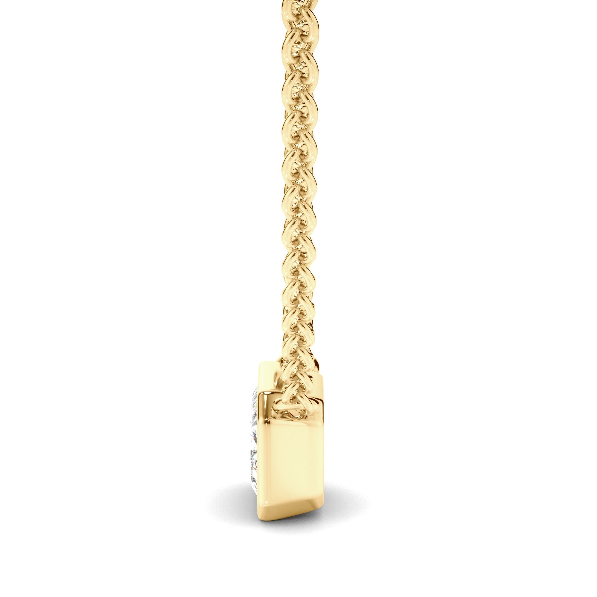 Emerald Cut Diamond Bezel Set Necklet