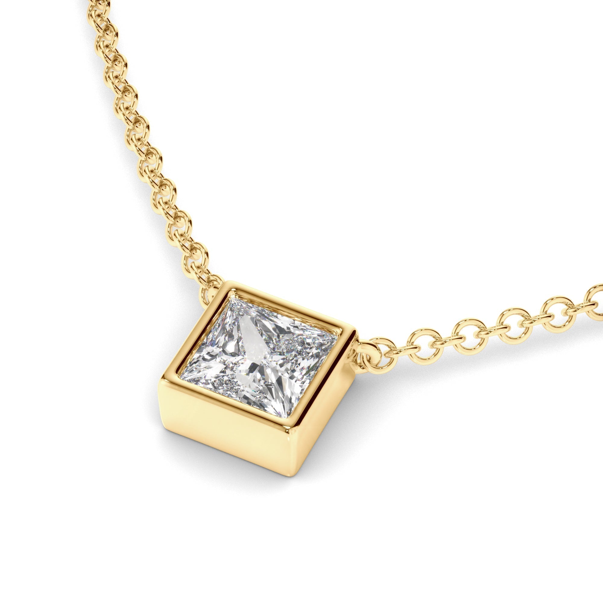 Princess Cut Diamond Bezel Set Necklet