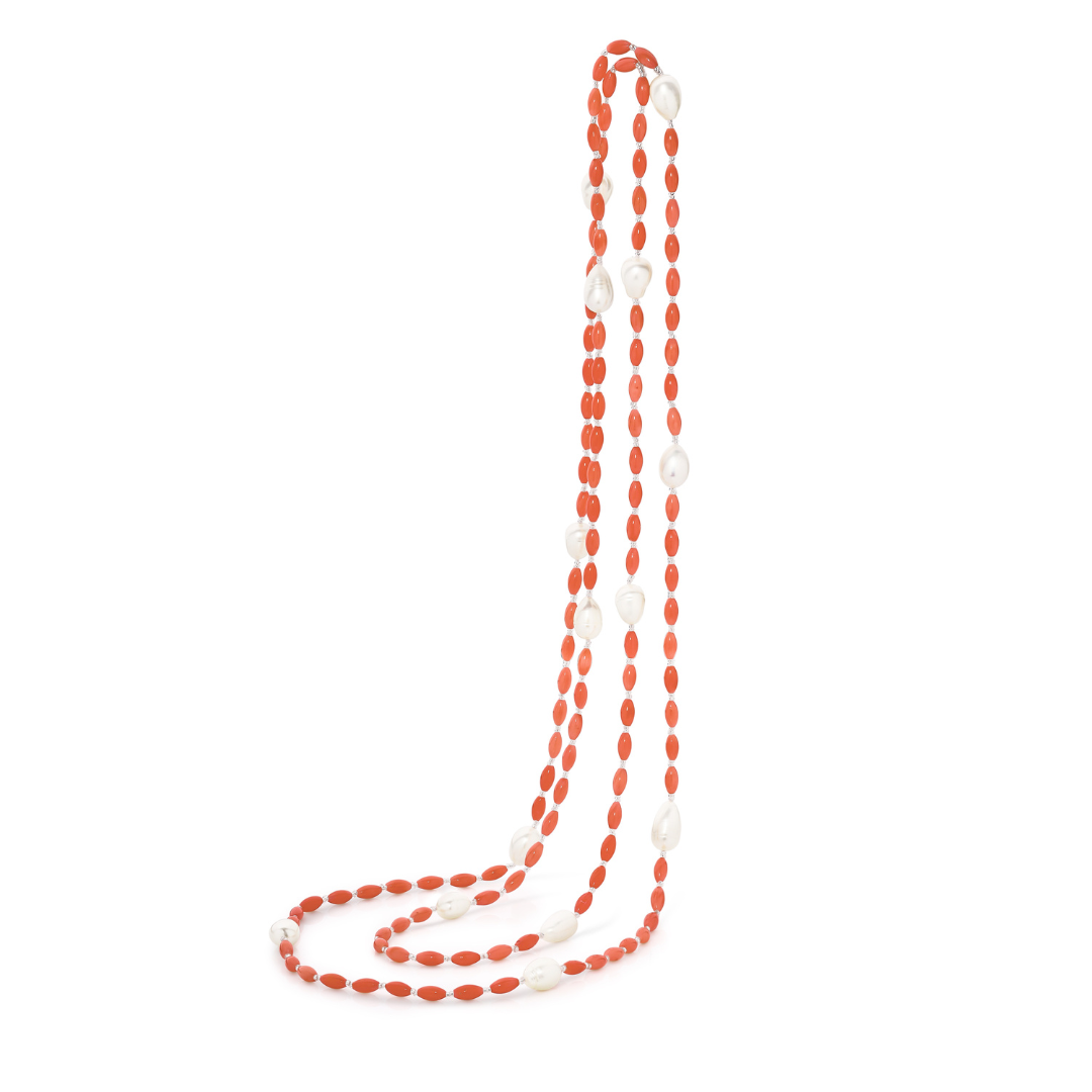 Bamboo Coral Cora Pearl Necklace