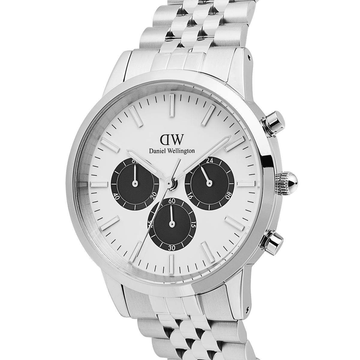 Daniel Wellington Iconic Chronograph Arch 5-Link Off- White Panda Silver
