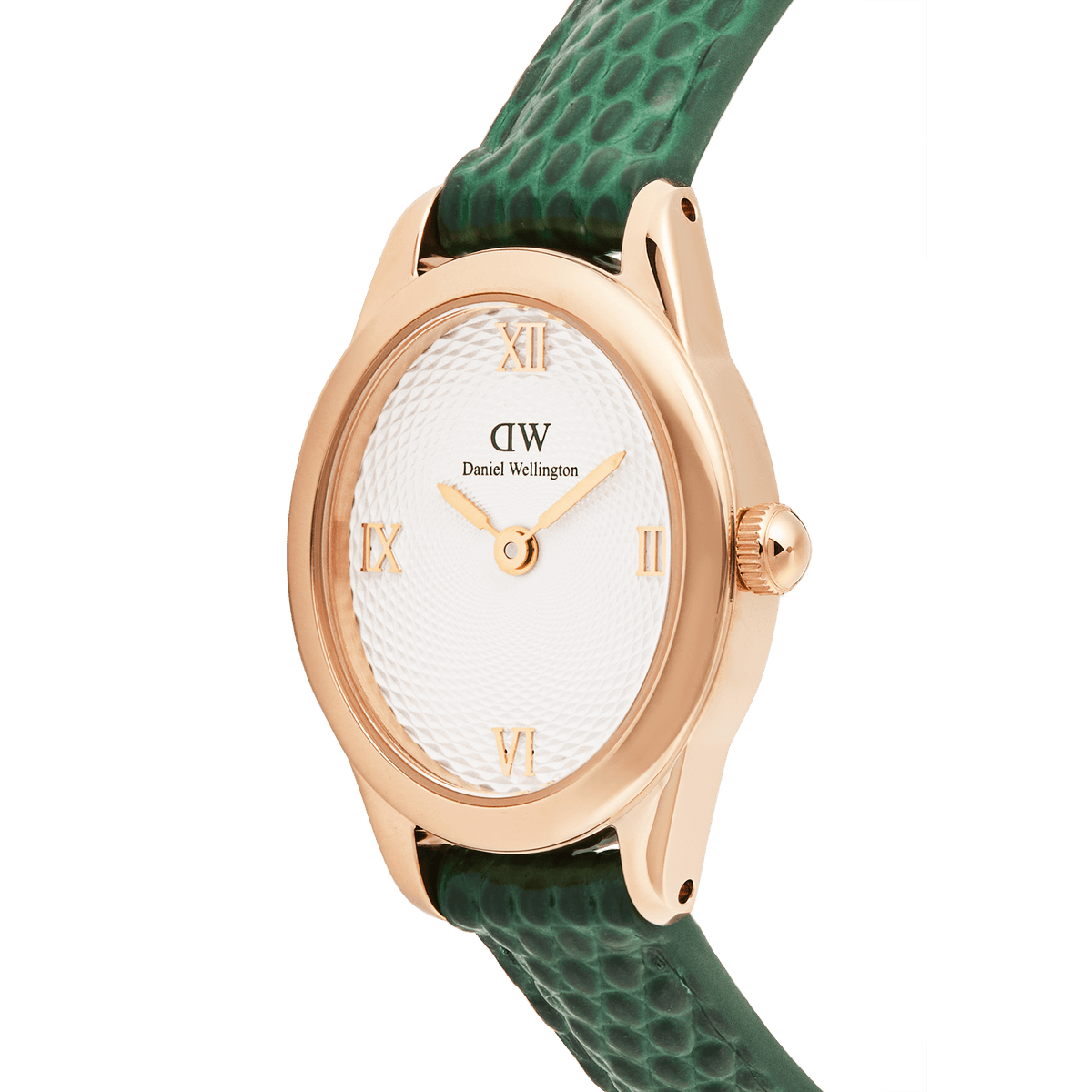 Daniel Wellington Ophelia Mini Green Lizard White Guilloché Rose Gold