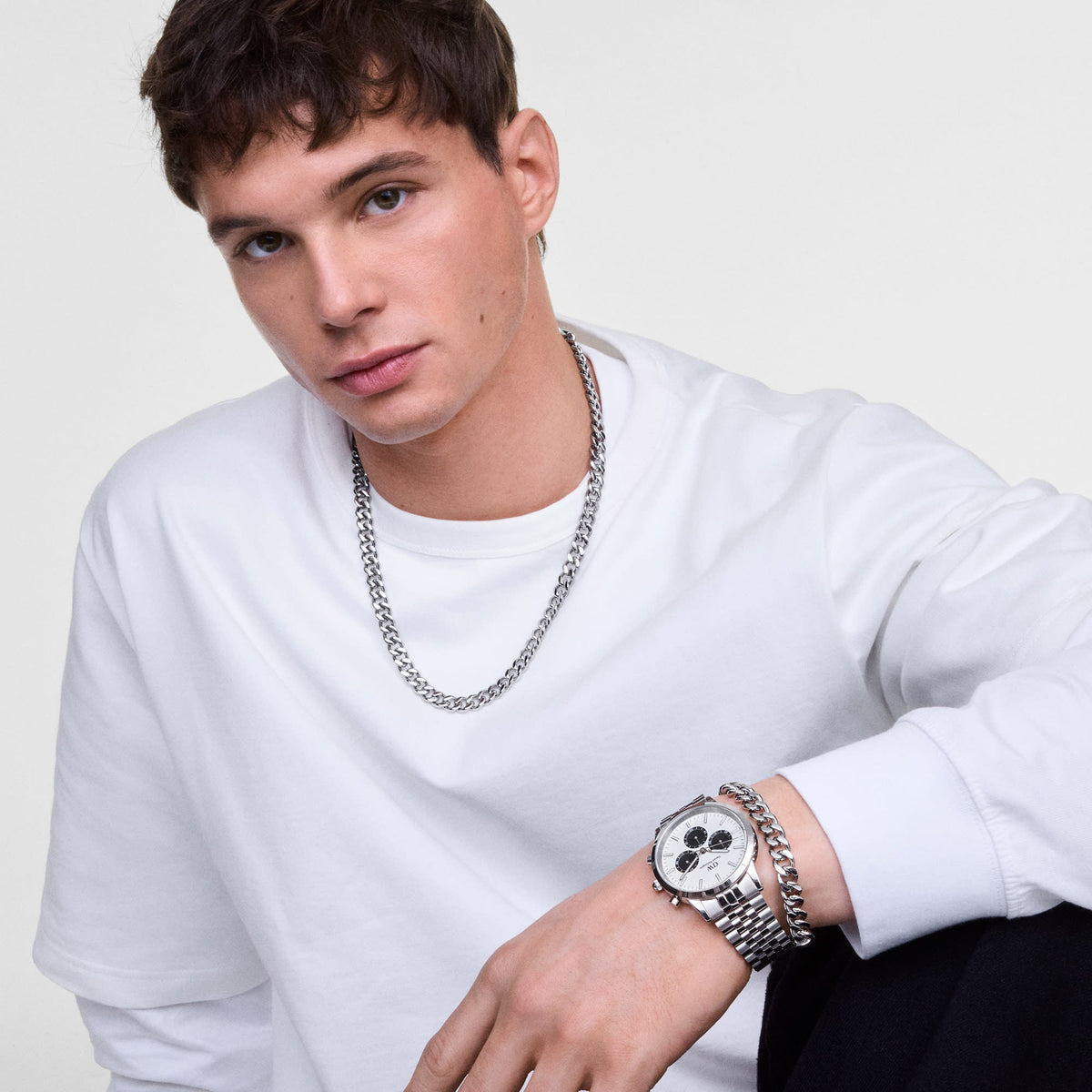 Daniel Wellington Ellipse Cuban Chain Necklace Silver
