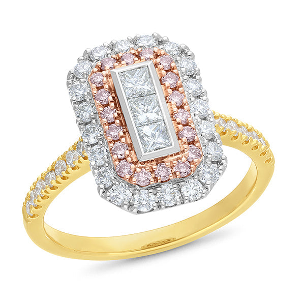 18ct White & Yellow Gold White & Pink Diamond Ring