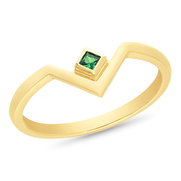 9ct Yellow Gold Green Tsavorite Ring