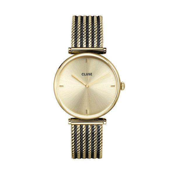 CLUSE Triomphe Full Gold & Black Gold Mesh Watch CW10401
