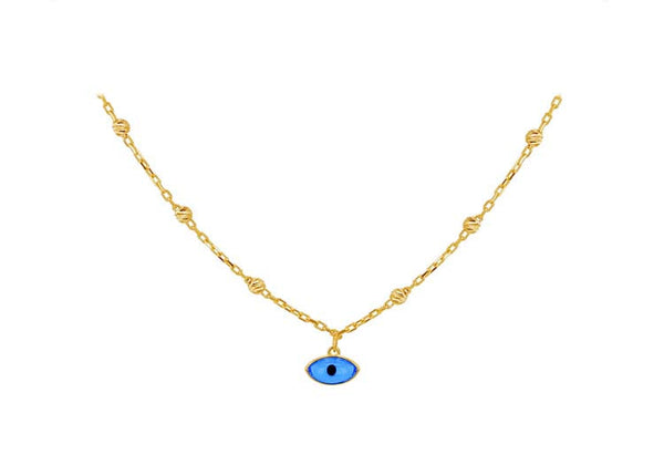 9ct Yellow Gold Evil Eye Dc Ball Necklace 41 + 2.5cm