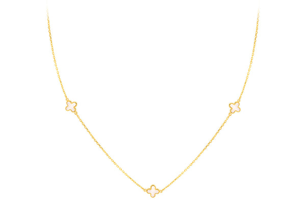 9ct Yellow Gold 3 Mother-of-Pearl Petal Necklace 40-42.5 cm