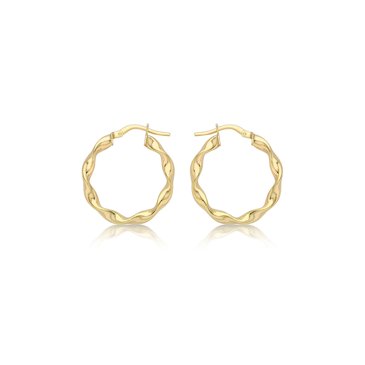 9ct Yellow Gold 22.5mm Twist Hoop Creole Earrings