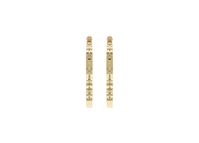 9ct Yellow Gold Hollow Diamond-Cut Med Oval Hoop Earrings