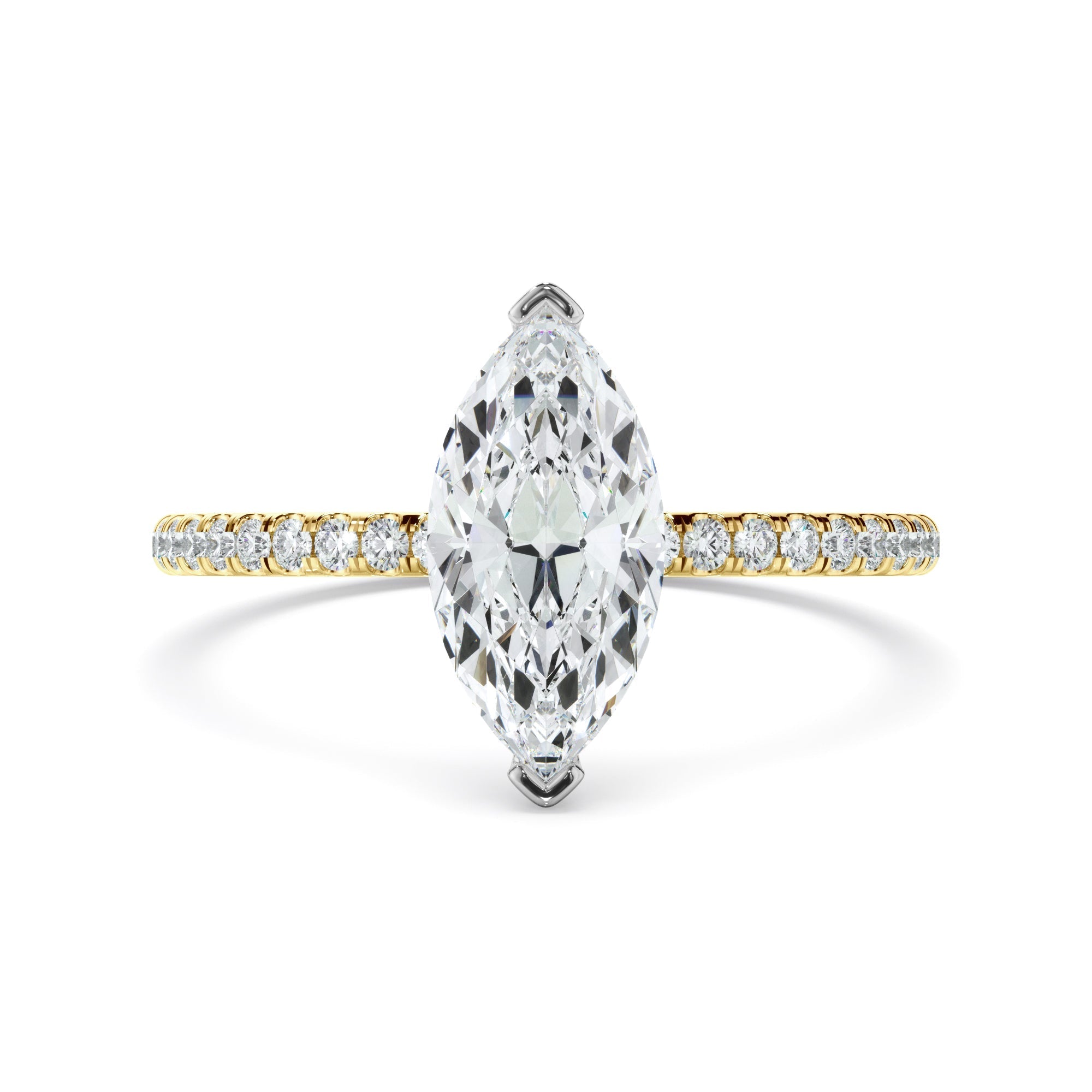 Marquise Cut Diamond Engagement Ring With Pave Band