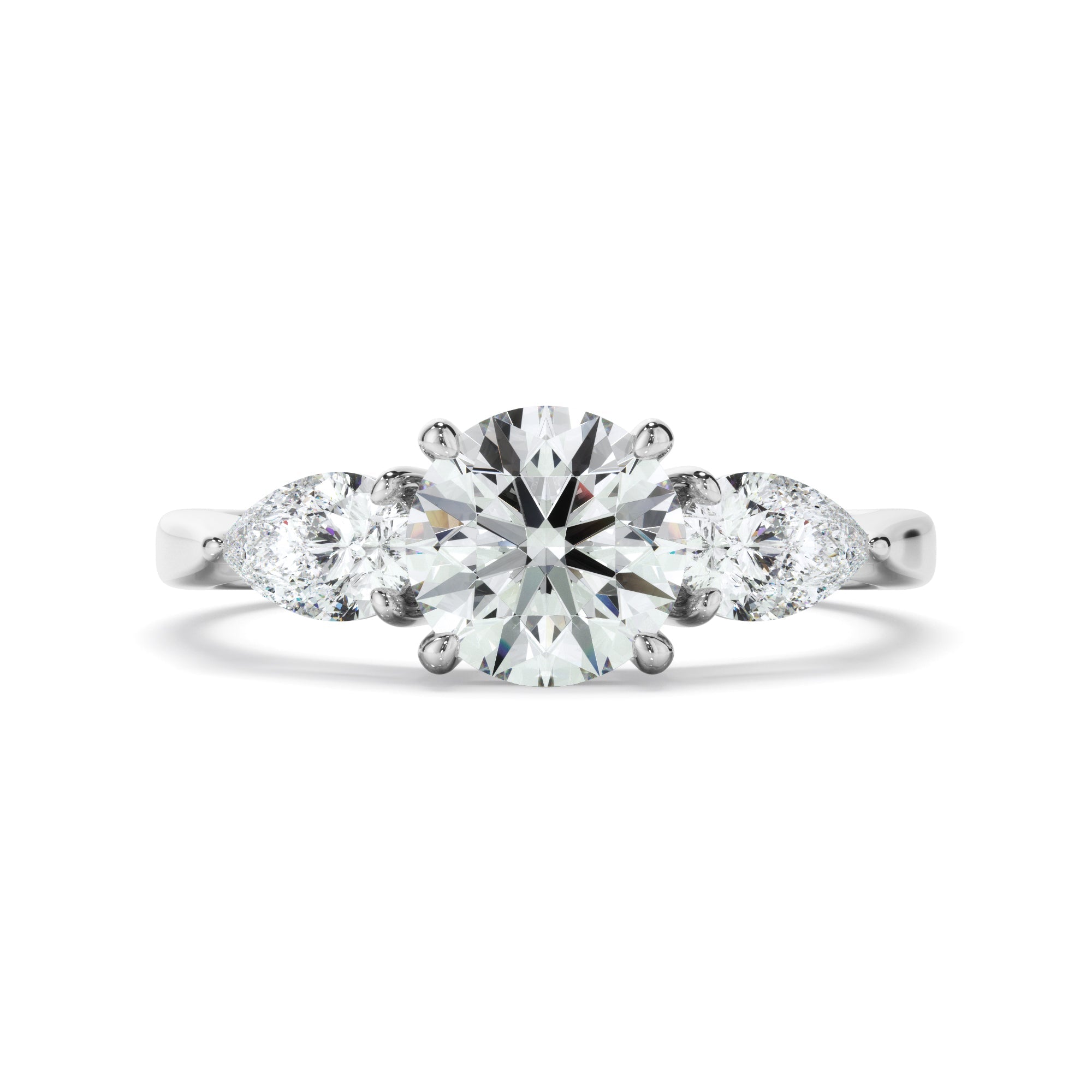 Round Brilliant Cut Diamond Trilogy Engagement Ring