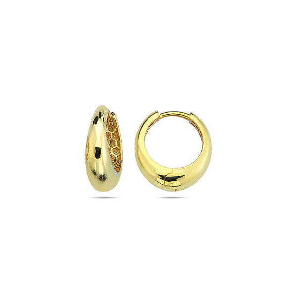 9ct Yellow Gold Round Tapered Huggie Earrings 14mm