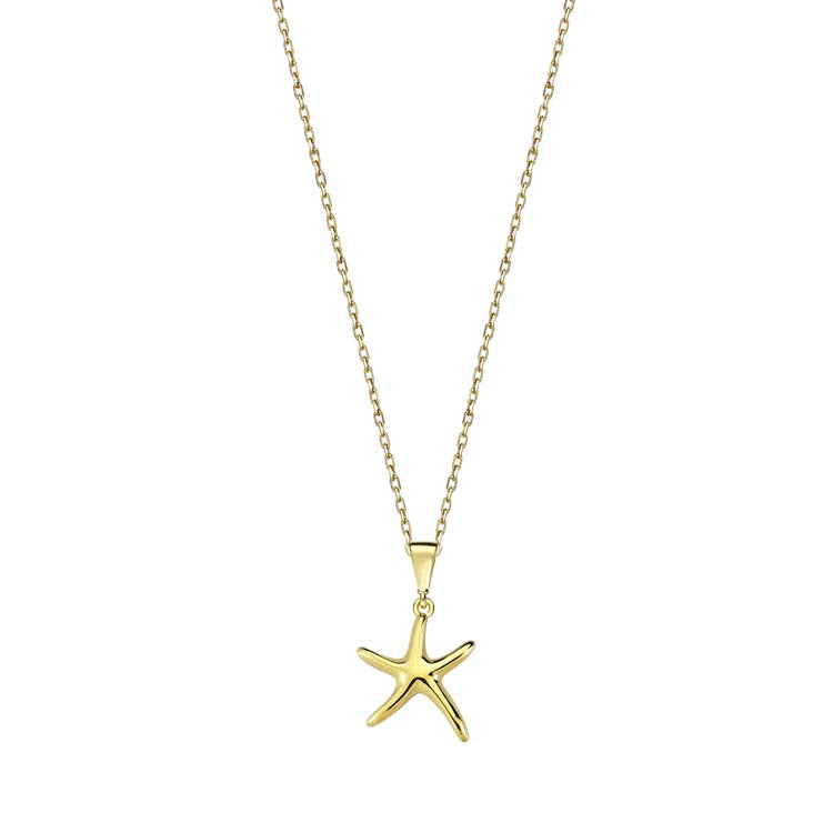 9ct Yellow Gold Starfish Necklace 40-45cm