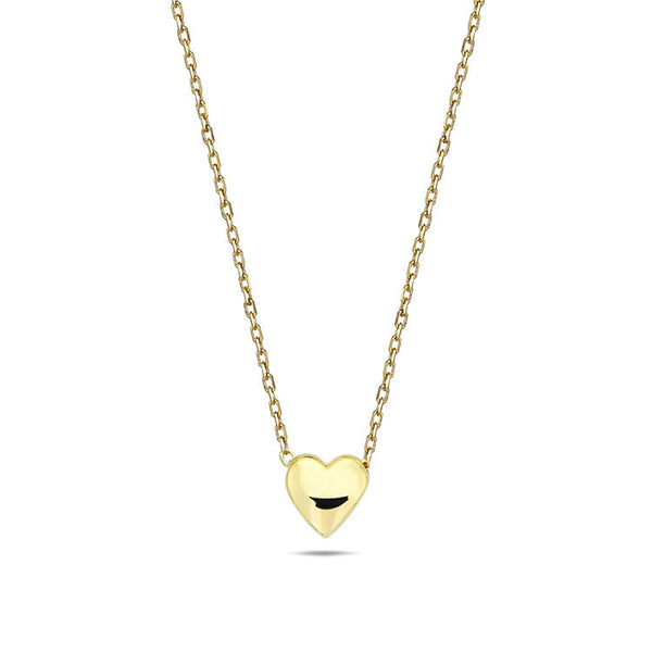 9ct Yellow Gold Puff Heart Necklace 45cm