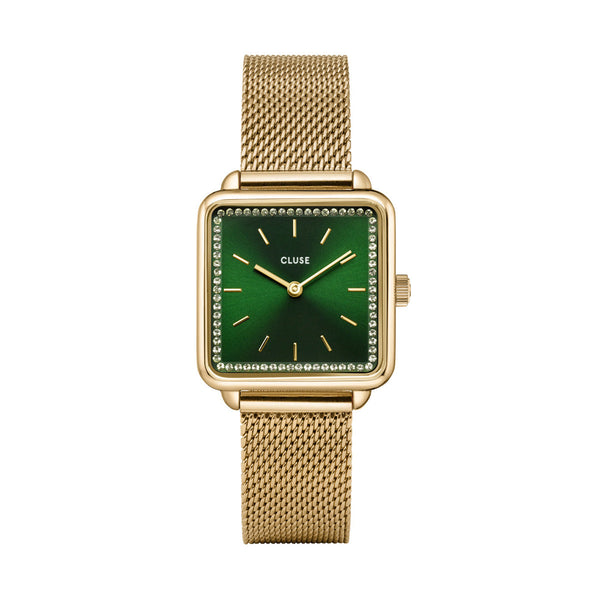 CLUSE La Tetragone Green Stones/ Gold Mesh