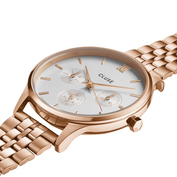CLUSE Minuit Multifunction White/Rose Gold Link