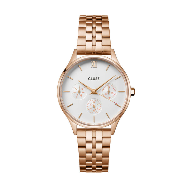 CLUSE Minuit Multifunction White/Rose Gold Link