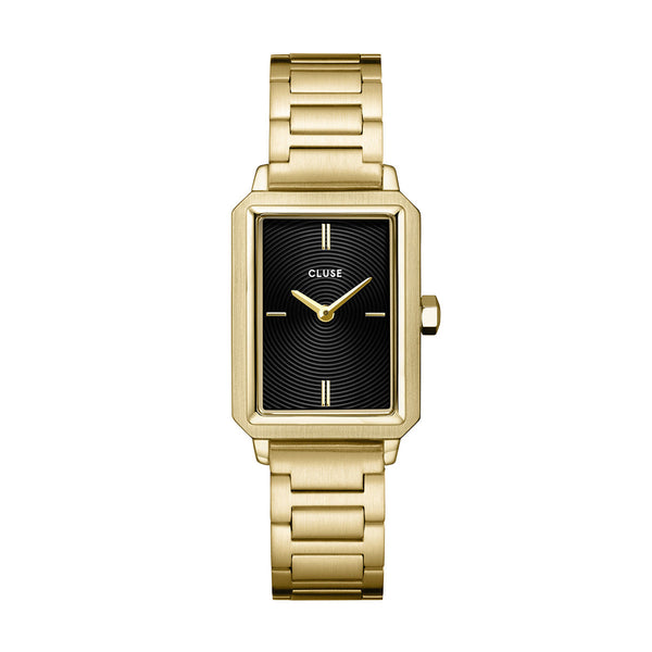 CLUSE Fluette Circular Textured Black/Gold Link CW11512