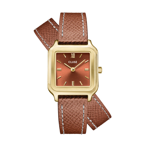 CLUSE Gracieuse Petite Double Leather Nutshell / Gold Watch