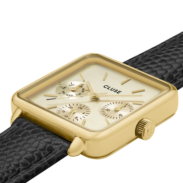 CLUSE La Tetragone Multifunction Leather Black Lizard/Gold