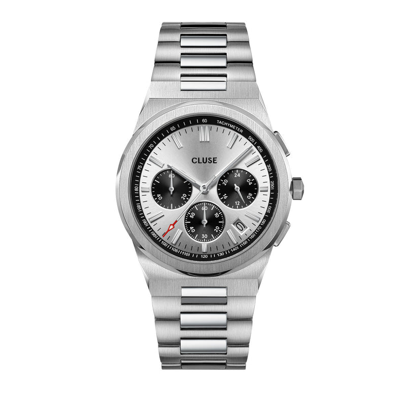 CLUSE Vigoureux Chronograph Black/Silver Link CW20806