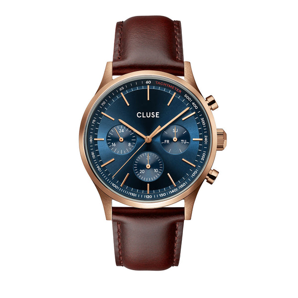 CLUSE Antheor Multifunction Blue Leather / Rose Gold Watch