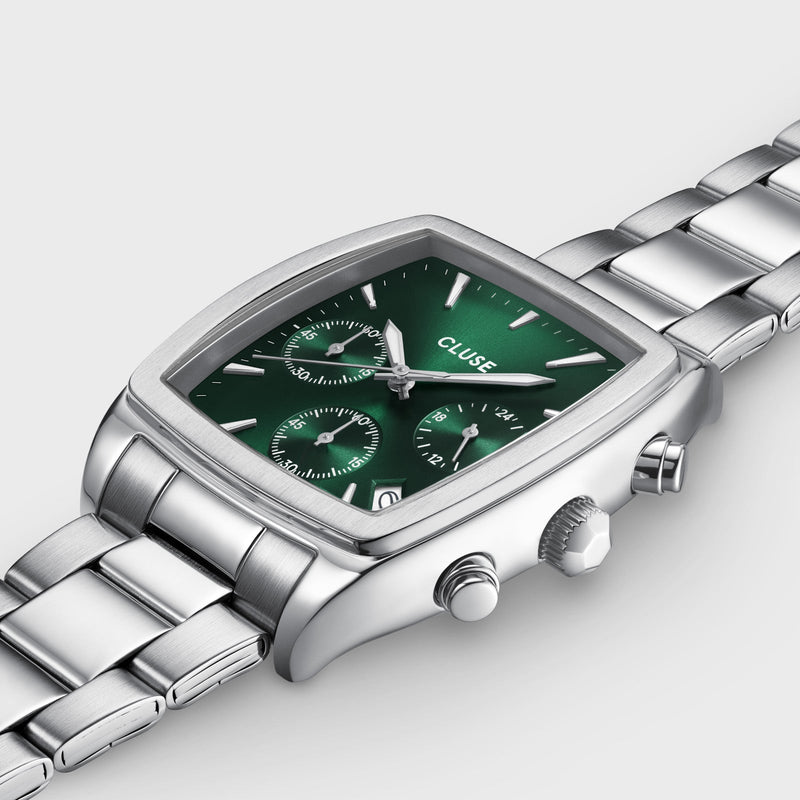 CLUSE Quartaut Chrono Green/Silver Link