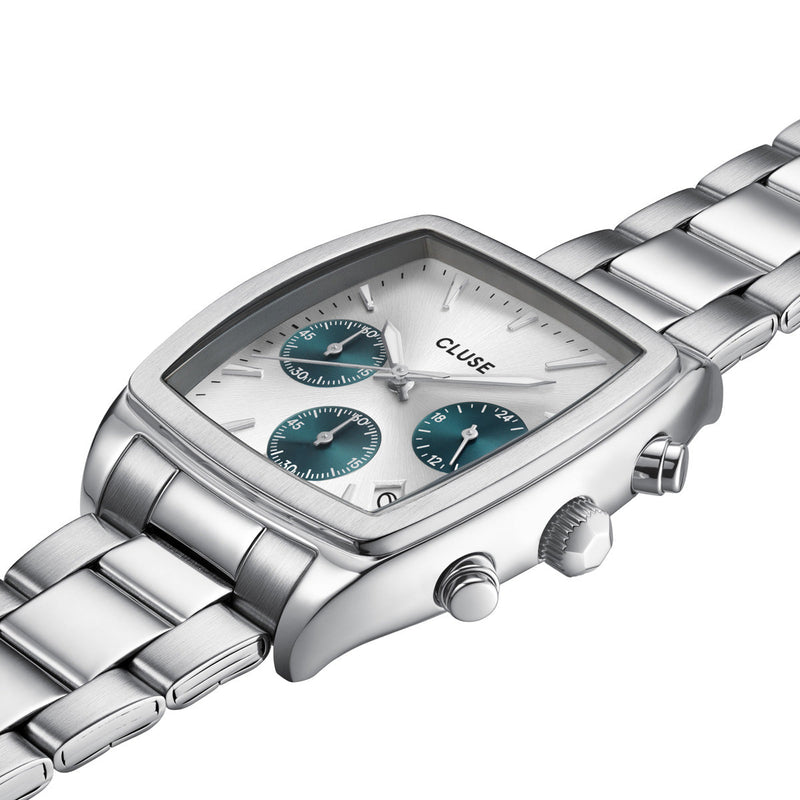 CLUSE Quartaut Chrono Silver Blue/Silver Link