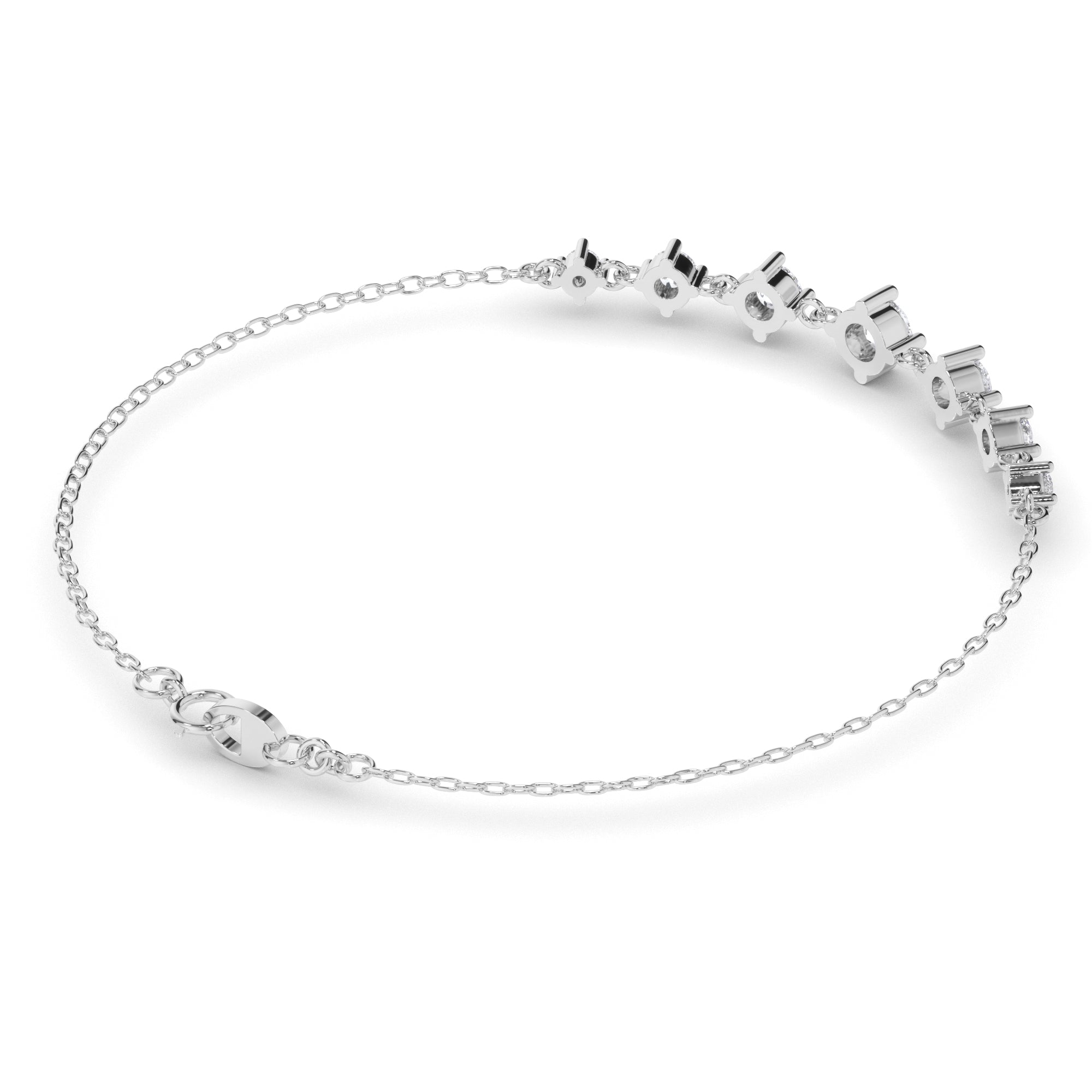Graduating Round Brilliant Cut Laboratory Grown Diamond Bracelet