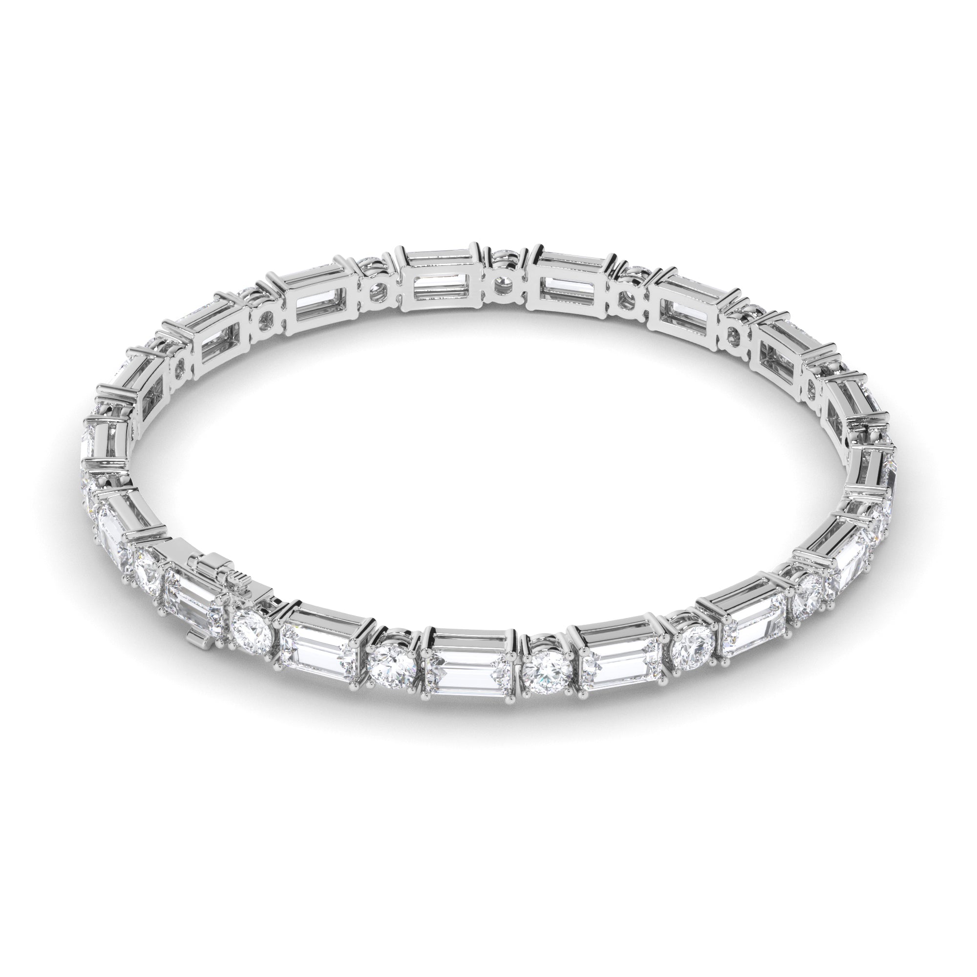 Baguette & Round Brilliant Cut Laboratory Grown Diamond Tennis Bracelet
