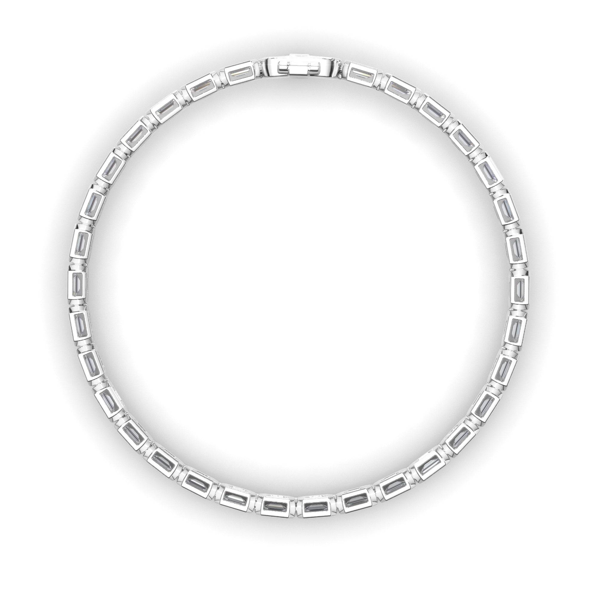Emerald Cut Natural Mined Diamond Bezel Set Tennis Bracelet