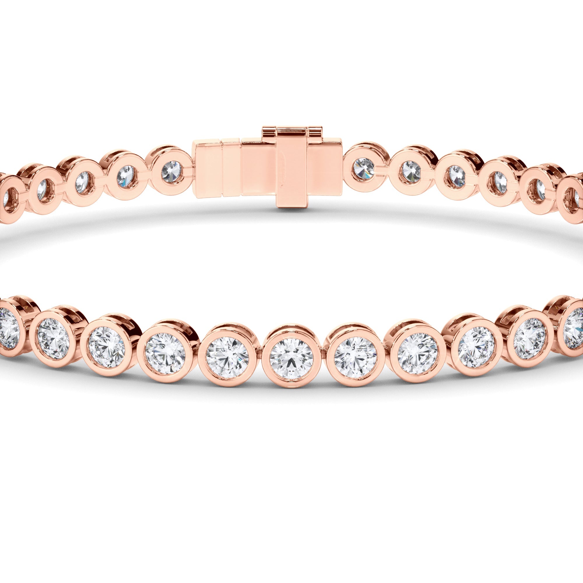 Round Brilliant Cut Natural Mined Diamond Bezel Set Tennis Bracelet