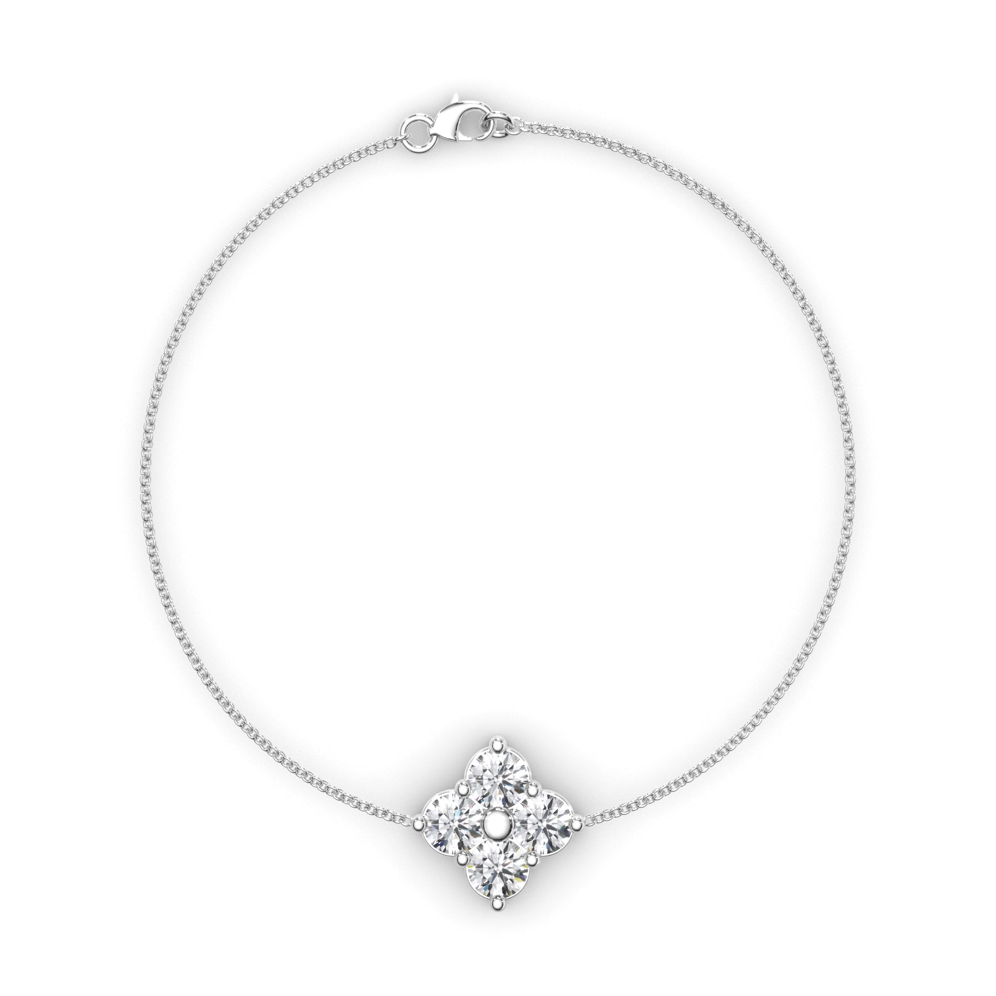 Round Brilliant Cut Laboratory Grown Diamond Clover Style Bracelet