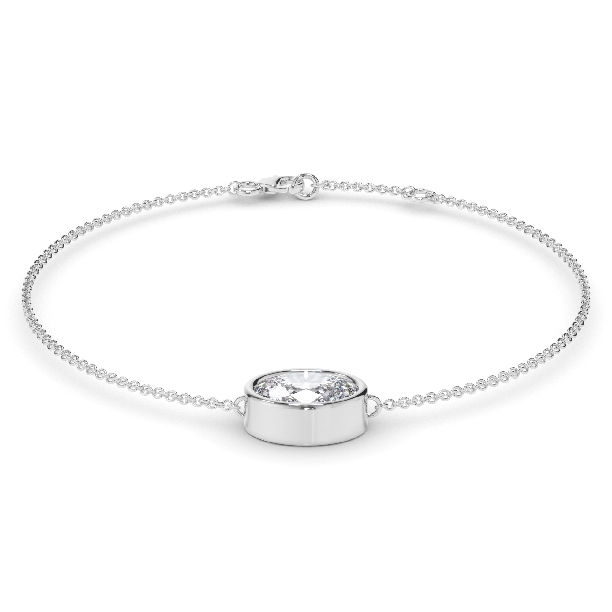 Oval Cut Diamond Bezel Set Bracelet